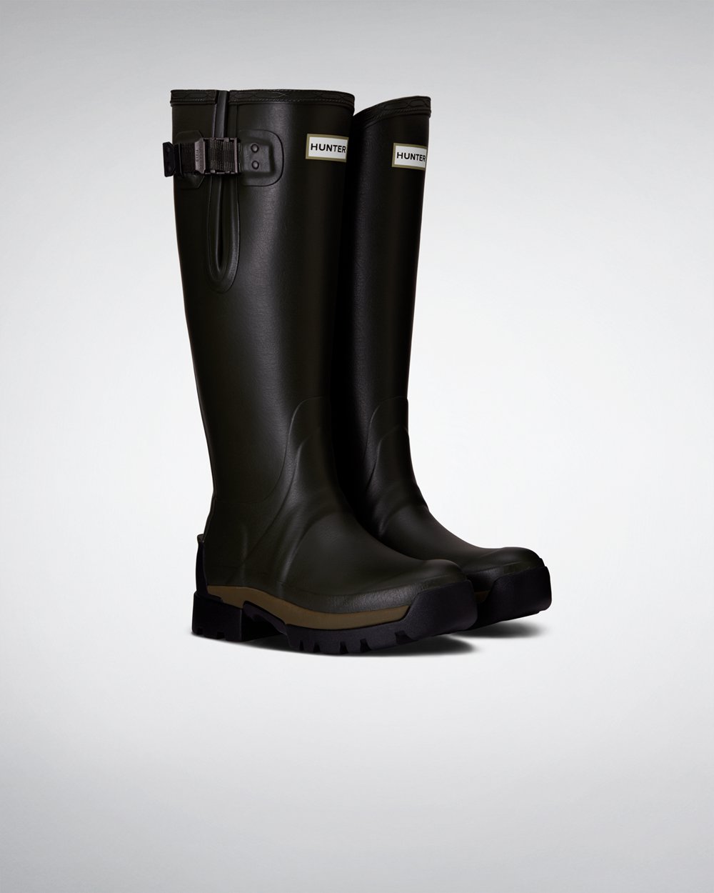 Hunter Mujer Balmoral Side Adjustable 3Mm Neoprene - Botas de Lluvia Verde Oscuro Oliva - 516-XRVKGF